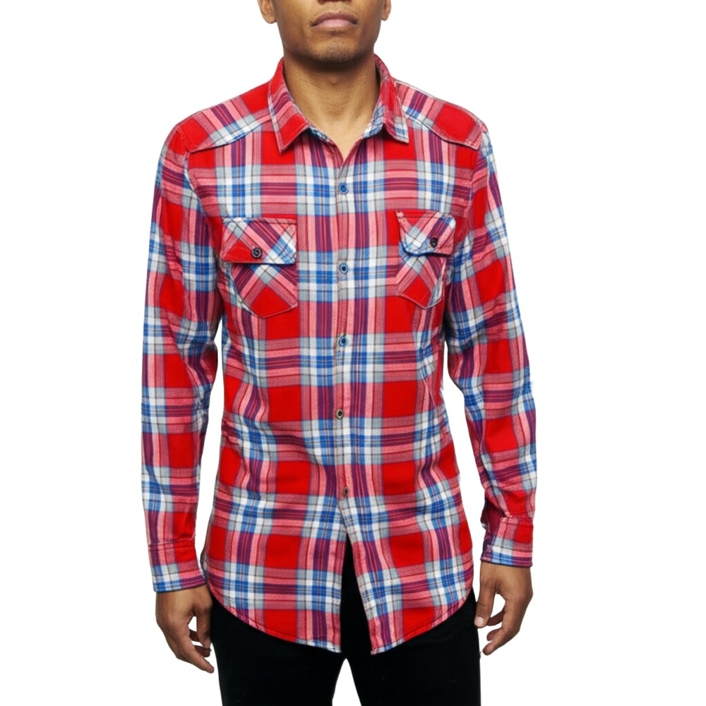 Matchstick Flannel Shirt‎ M Multicolor Plaid Button Down Rustic Casual Workwear